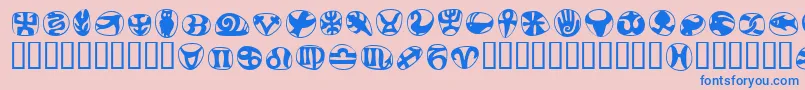 FrutigersymbolsRegular-fontti – siniset fontit vaaleanpunaisella taustalla