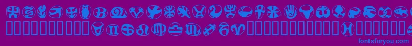 フォントFrutigersymbolsRegular – 紫色の背景に青い文字