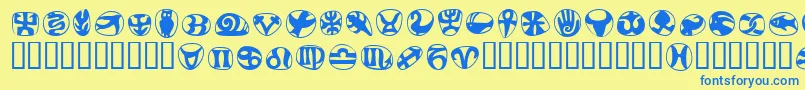 FrutigersymbolsRegular Font – Blue Fonts on Yellow Background