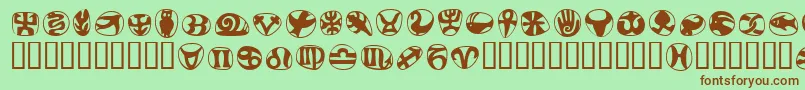 Шрифт FrutigersymbolsRegular – коричневые шрифты на зелёном фоне