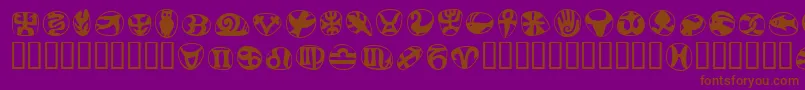 フォントFrutigersymbolsRegular – 紫色の背景に茶色のフォント