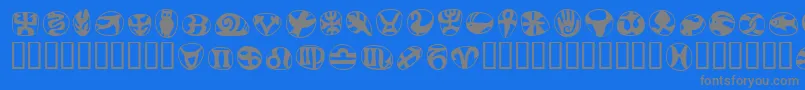 フォントFrutigersymbolsRegular – 青い背景に灰色の文字