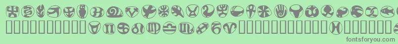 フォントFrutigersymbolsRegular – 緑の背景に灰色の文字