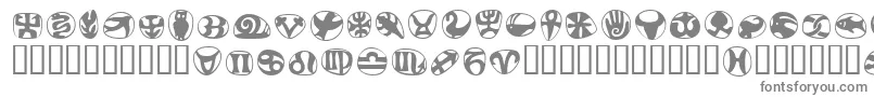 FrutigersymbolsRegular-fontti – harmaat kirjasimet valkoisella taustalla