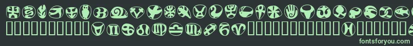フォントFrutigersymbolsRegular – 黒い背景に緑の文字