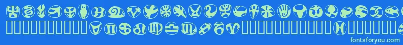 FrutigersymbolsRegular Font – Green Fonts on Blue Background