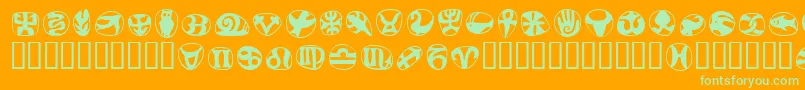 FrutigersymbolsRegular Font – Green Fonts on Orange Background