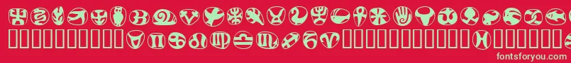 フォントFrutigersymbolsRegular – 赤い背景に緑の文字