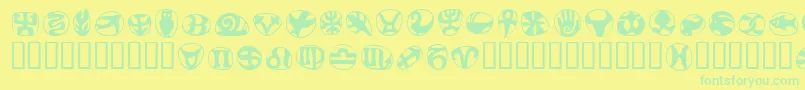 FrutigersymbolsRegular Font – Green Fonts on Yellow Background