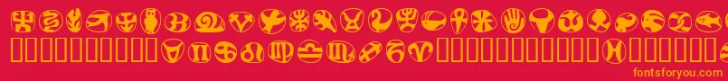 フォントFrutigersymbolsRegular – 赤い背景にオレンジの文字