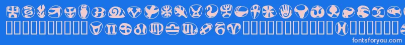 フォントFrutigersymbolsRegular – ピンクの文字、青い背景