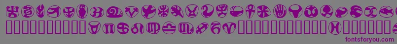 FrutigersymbolsRegular-fontti – violetit fontit harmaalla taustalla