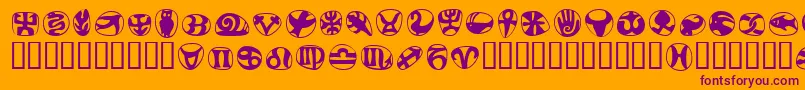 FrutigersymbolsRegular-Schriftart – Violette Schriften auf orangefarbenem Hintergrund
