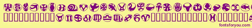 FrutigersymbolsRegular Font – Purple Fonts on Yellow Background