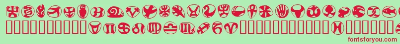 Шрифт FrutigersymbolsRegular – красные шрифты на зелёном фоне