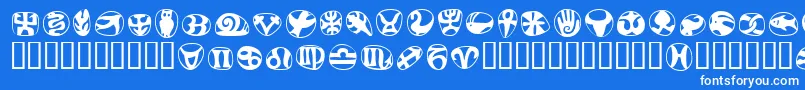 フォントFrutigersymbolsRegular – 青い背景に白い文字