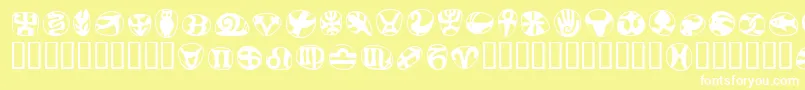 FrutigersymbolsRegular Font – White Fonts on Yellow Background