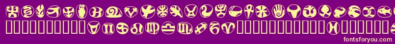 Шрифт FrutigersymbolsRegular – жёлтые шрифты на фиолетовом фоне