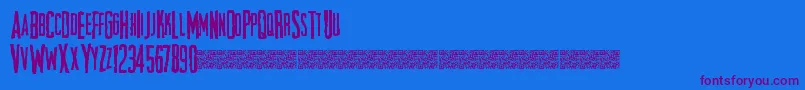 Chiefscare-Schriftart – Violette Schriften auf blauem Hintergrund