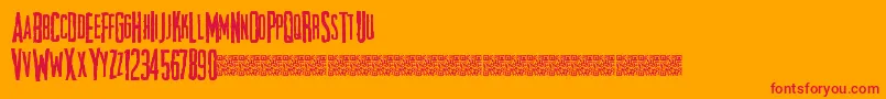 Chiefscare-Schriftart – Rote Schriften auf orangefarbenem Hintergrund