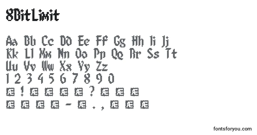 Czcionka 8BitLimit – alfabet, cyfry, specjalne znaki