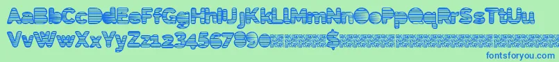 フォントEightiesshades – 青い文字は緑の背景です。