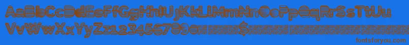 フォントEightiesshades – 茶色の文字が青い背景にあります。