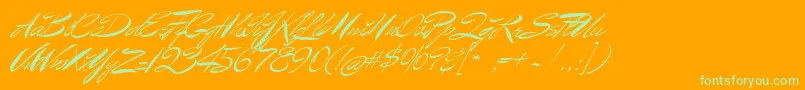 MrBenedict Font – Green Fonts on Orange Background