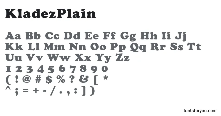Schriftart KladezPlain – Alphabet, Zahlen, spezielle Symbole