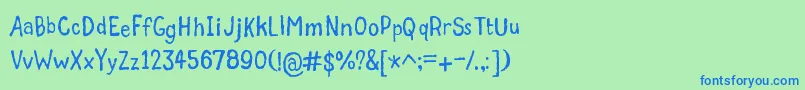 GrumbleTt-Schriftart – Blaue Schriften auf grünem Hintergrund