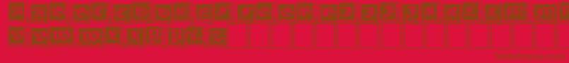 WoodcutCapitals Font – Brown Fonts on Red Background