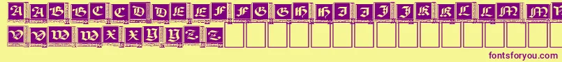 WoodcutCapitals Font – Purple Fonts on Yellow Background