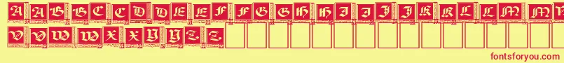 Fonte WoodcutCapitals – fontes vermelhas em um fundo amarelo