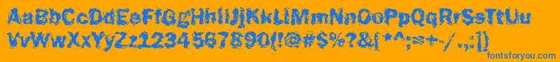 Funky23Bold-Schriftart – Blaue Schriften auf orangefarbenem Hintergrund