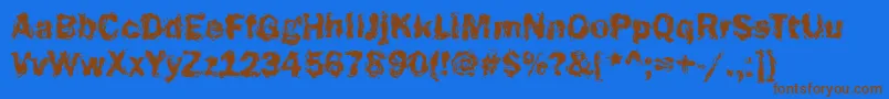 Funky23Bold Font – Brown Fonts on Blue Background