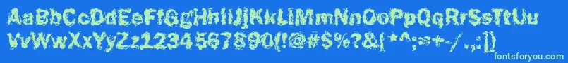 Funky23Bold-Schriftart – Grüne Schriften auf blauem Hintergrund