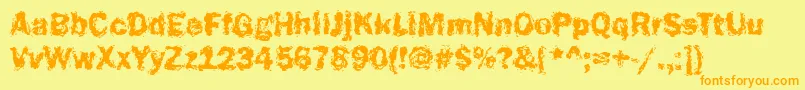 Funky23Bold-Schriftart – Orangefarbene Schriften auf gelbem Hintergrund