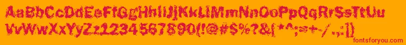 Funky23Bold-Schriftart – Rote Schriften auf orangefarbenem Hintergrund