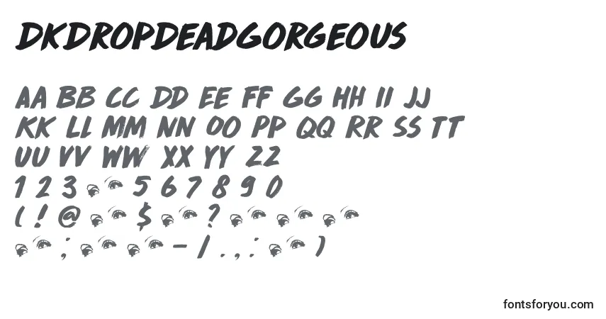 Czcionka DkDropDeadGorgeous – alfabet, cyfry, specjalne znaki