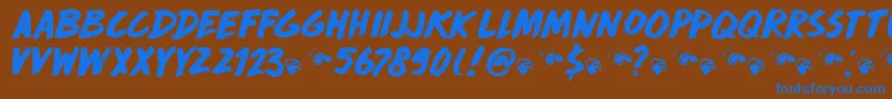DkDropDeadGorgeous-fontti – siniset fontit ruskealla taustalla