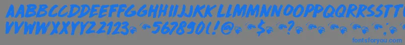 DkDropDeadGorgeous-Schriftart – Blaue Schriften auf grauem Hintergrund