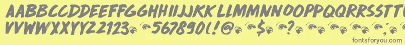 フォントDkDropDeadGorgeous – 黄色の背景に灰色の文字