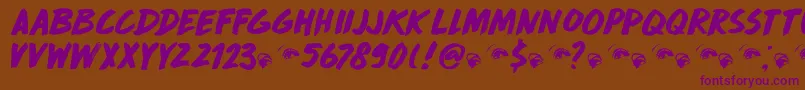 DkDropDeadGorgeous Font – Purple Fonts on Brown Background