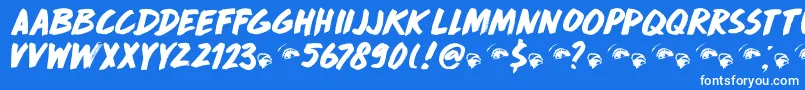 DkDropDeadGorgeous Font – White Fonts on Blue Background