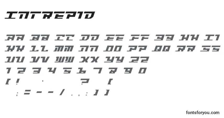 Schriftart Intrepid – Alphabet, Zahlen, spezielle Symbole