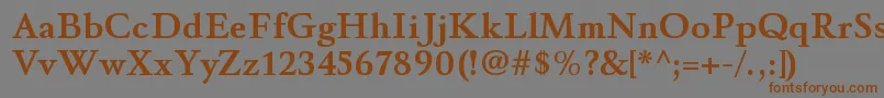 WinthorpergBoldフォントについての詳細 フォントWinthorpergBold – 茶色の文字が灰色の背景にあります。