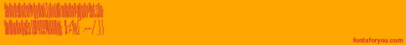 Dos04Bold-Schriftart – Rote Schriften auf orangefarbenem Hintergrund