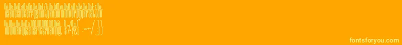 Dos04Bold-Schriftart – Gelbe Schriften auf orangefarbenem Hintergrund