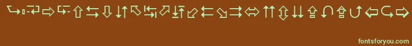 LucidaArrows-fontti – vihreät fontit ruskealla taustalla