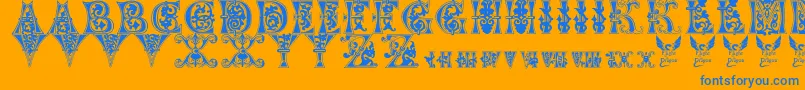 Police FloralMajuscules11thC – polices bleues sur fond orange